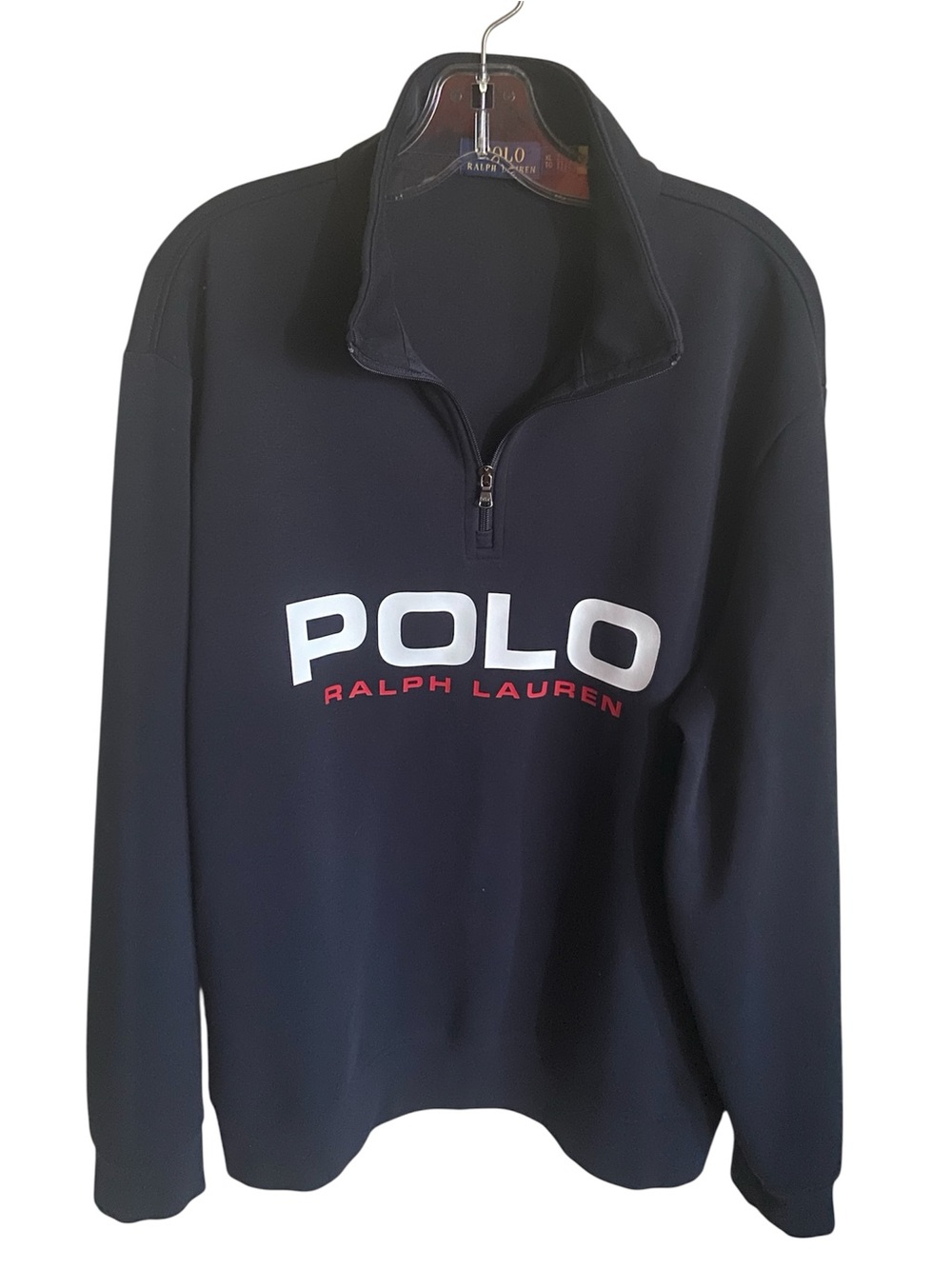 Polo Ralph Lauren Men’s XL Quarter Zip Logo Sweatshirt dark navy like new